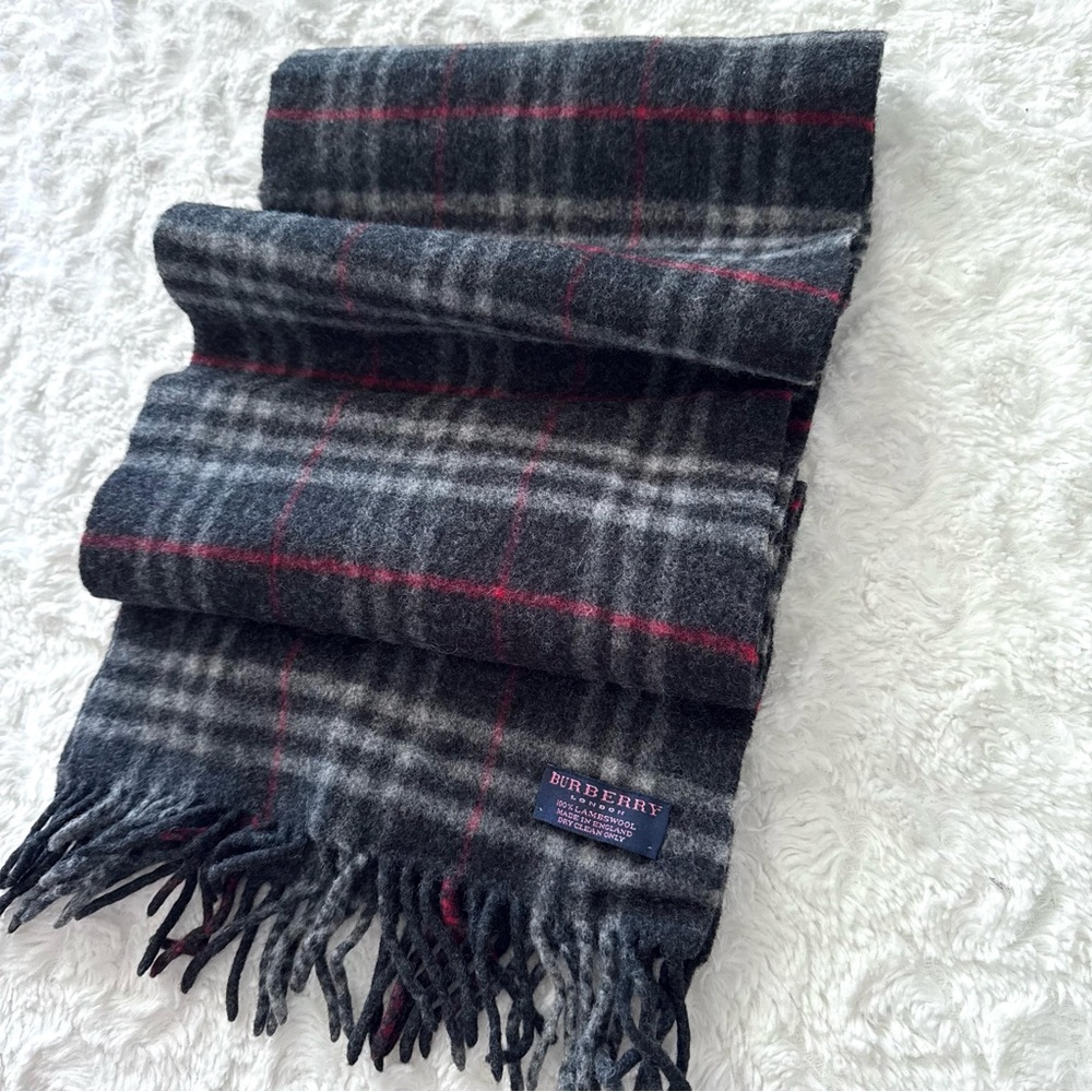 Burberry LONDON Scarf Black Nova Check Lambswool - Picture 4 of 6